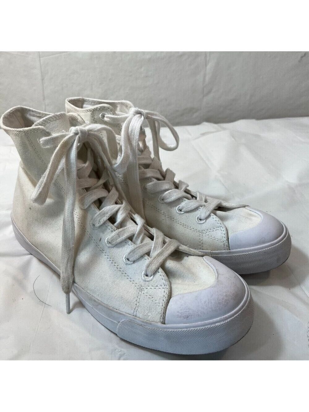 Men's Shaq White Canvas High Top Sneakers Casual Athletic Shoes Size 10 82131-01